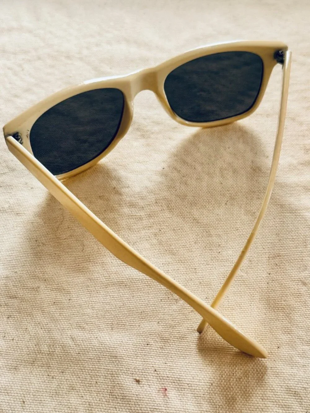 Vintage Classic 1960s Italy Design White Frame Black Sunglasses